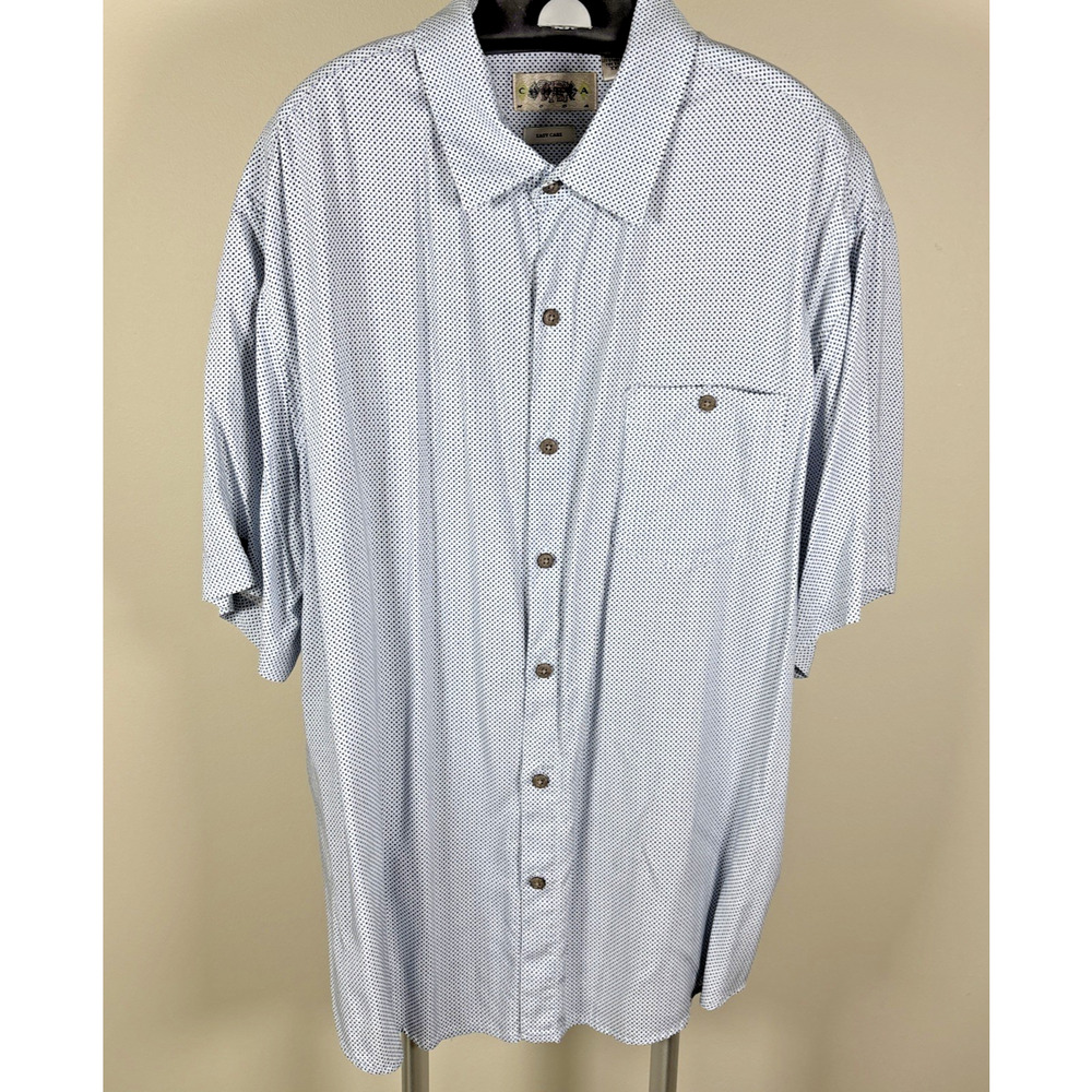 Campia Moda Casual Shirt Blue & Black Micro Polka Dot Pattern, Pocket Men's XXL